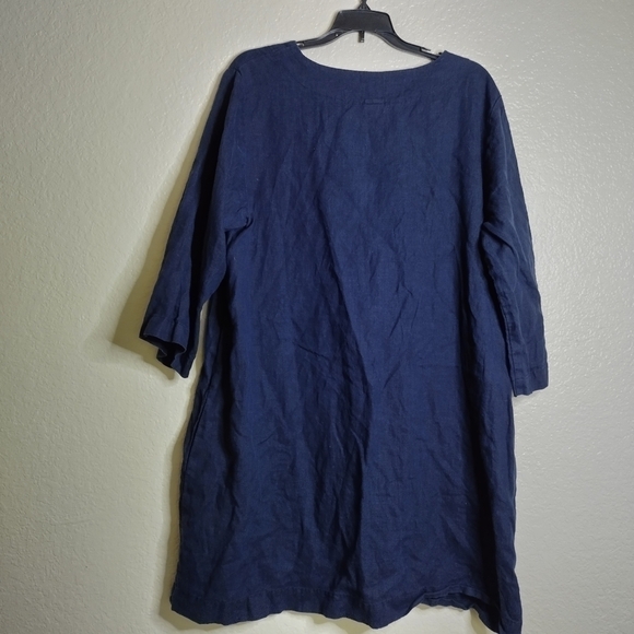 Len Ok linen langenlook loose crew neck pocket 3/4 sleeve dress sz XXL - Picture 7 of 8